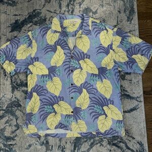 Tommy Bahama Blue and Yellow Leaf Men's Shirt